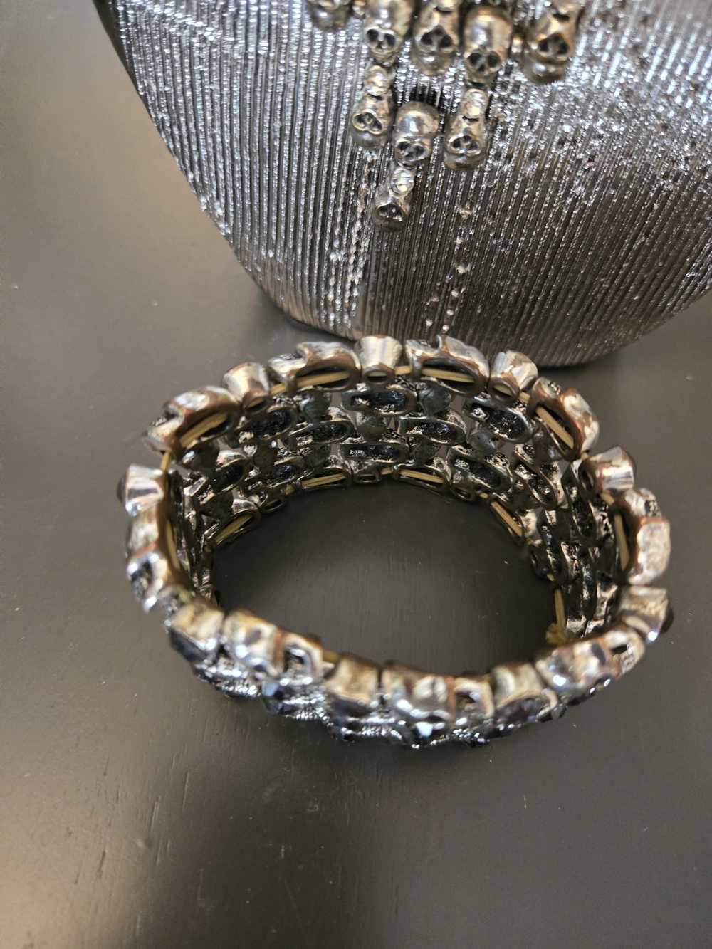 Statement Silver Skull Bib Necklace - Women's Jewelry - Picture 4 of 5